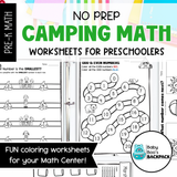 No-Prep Camping Math Worksheets | Numbers, Shapes, Colors & MORE!