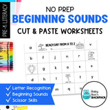 Cut & Paste Beginning Sounds Worksheets | Letter Recognition Worksheets