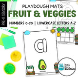 Fruit & Veggie Playdough Mats | Numbers 0-20 & Lowercase Letters