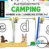 Camping Playdough Mats | Numbers 0-20 & Lowercase Letters a to z