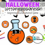 Halloween Letter Recognition Worksheets & Beginning Sounds Matching Game