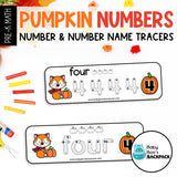 Pumpkin Number Tracing Cards, Counting Mats & Coloring Worksheets