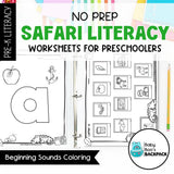 No-Prep Safari Literacy Worksheets | Letter Recognition, Tracing & Beginning Sounds