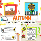Autumn Math Center Bundle | Number Tracers, Counting Mats & Coloring Worksheets