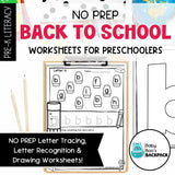 No Prep Back to School Literacy Worksheets | Letter Recognition Review