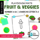 Fruit & Veggie Playdough Mats | Numbers 0-20 & Lowercase Letters