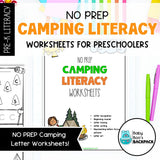 No-Prep Camping Literacy Worksheets | Letter Recognition, Tracing & Beginning Sounds