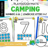 Camping Playdough Mats | Numbers 0-20 & Lowercase Letters a to z