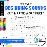 Cut & Paste Beginning Sounds Worksheets | Letter Recognition Worksheets