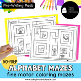 NO PREP Mazes: Alphabet Trace & Color Worksheets