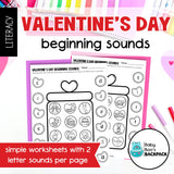 Valentine's Day Beginning Sounds Games & Worksheets | Letter Recognition