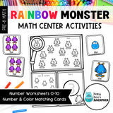 Rainbow Monster Math Set | Games, Sorting Mats & Worksheets