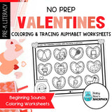 No-Prep Valentine's Day Letter Recognition Worksheets | Beginning Sounds & Letter Tracing