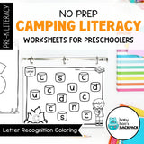 No-Prep Camping Literacy Worksheets | Letter Recognition, Tracing & Beginning Sounds