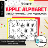 No Prep Apple Alphabet Literacy Worksheets | Lowercase Letters