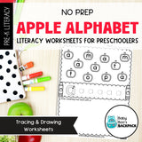 No Prep Apple Alphabet Literacy Worksheets | Lowercase Letters