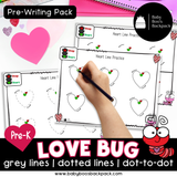 Pre-K Valentine's Day Line & Shape Tracers | Love Bug Tracing Worksheets