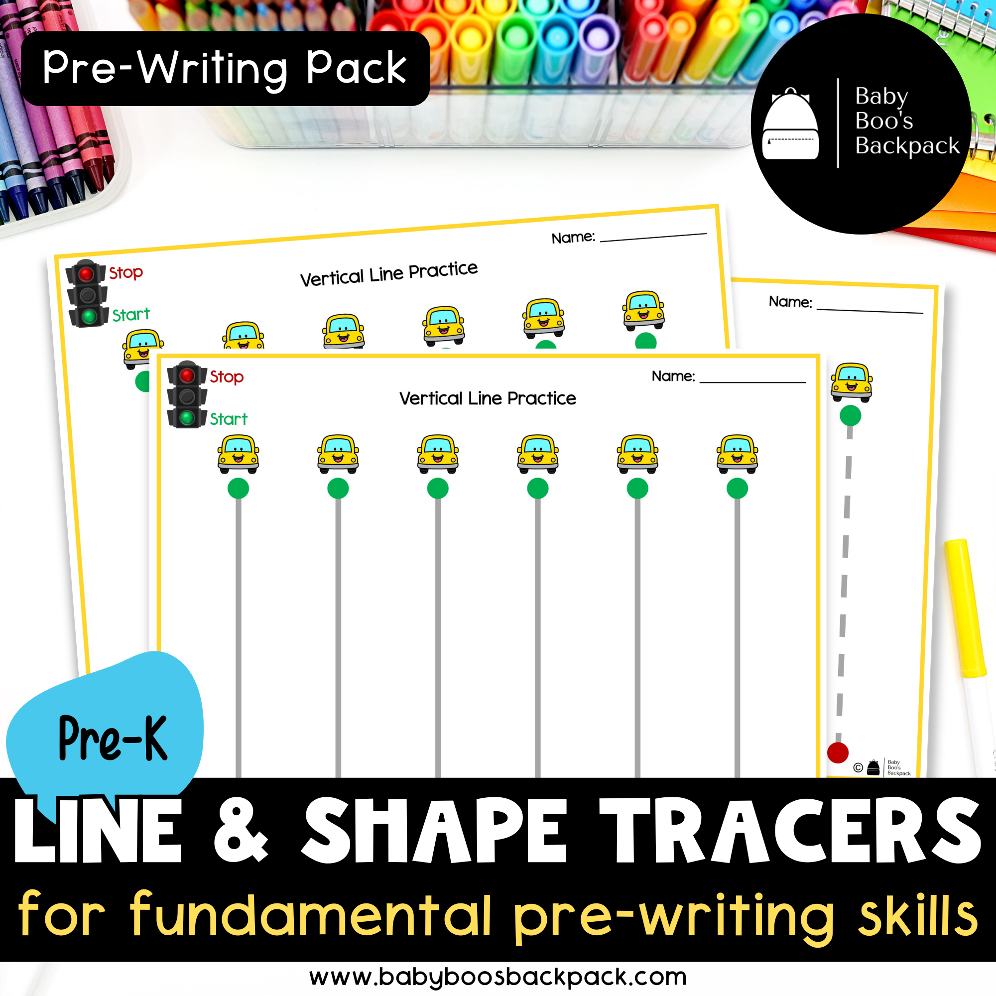 Pre-K Line & Shape Tracers & Tracing Worksheets – Baby Boo's Backpack