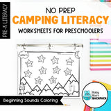 No-Prep Camping Literacy Worksheets | Letter Recognition, Tracing & Beginning Sounds