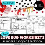 No Prep Love Bug Math Worksheets