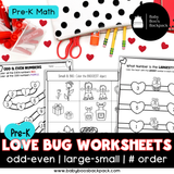 No Prep Love Bug Math Worksheets