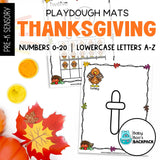 Thanksgiving Playdough Mats | Numbers 0-20 & Lowercase Letters