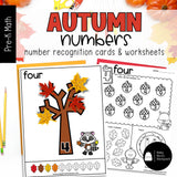 Autumn Numbers | Tracing Cards, Counting Mats & Coloring Worksheets