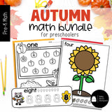 Autumn Math Bundle | Number Tracers, Counting Mats & Number Coloring Worksheets