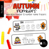 Autumn Numbers | Tracing Cards, Counting Mats & Coloring Worksheets