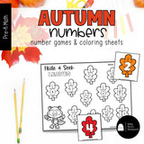 Autumn Numbers | Tracing Cards, Counting Mats & Coloring Worksheets