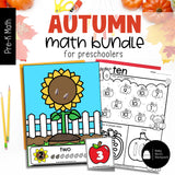 Autumn Math Bundle | Number Tracers, Counting Mats & Number Coloring Worksheets