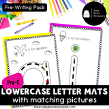 Pre-K Lowercase Letter Tracing Mats: a to z