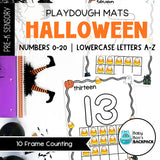 Halloween Playdough Mats | Numbers 0-20 & Lowercase Letters