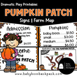 Pumpkin Patch Dramatic Play Printables for Preschoolers
