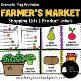 Farmer's Market Dramatic Play Printables