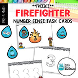 Practice counting with Free Firefighter Number Sense Task Cards—perfect for preschool math centers and number activities.
